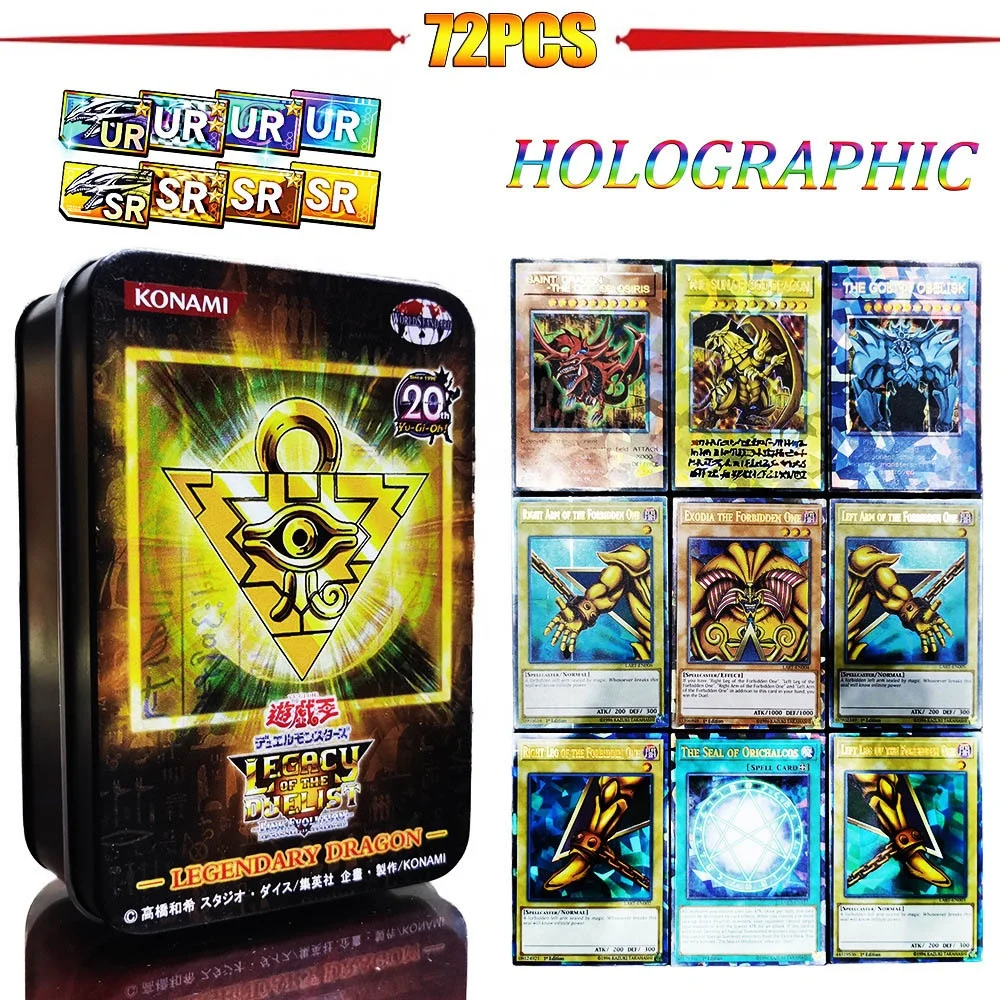 Карты Yugioh с оловянной коробкой голографическая английская версия 72 шт.