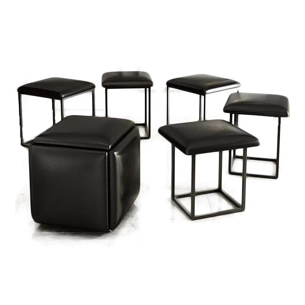 2023 Wholesale Cheap Save Space Foldable Ottomans Stool 5 in 1 Combination Magic Stool With Wheel