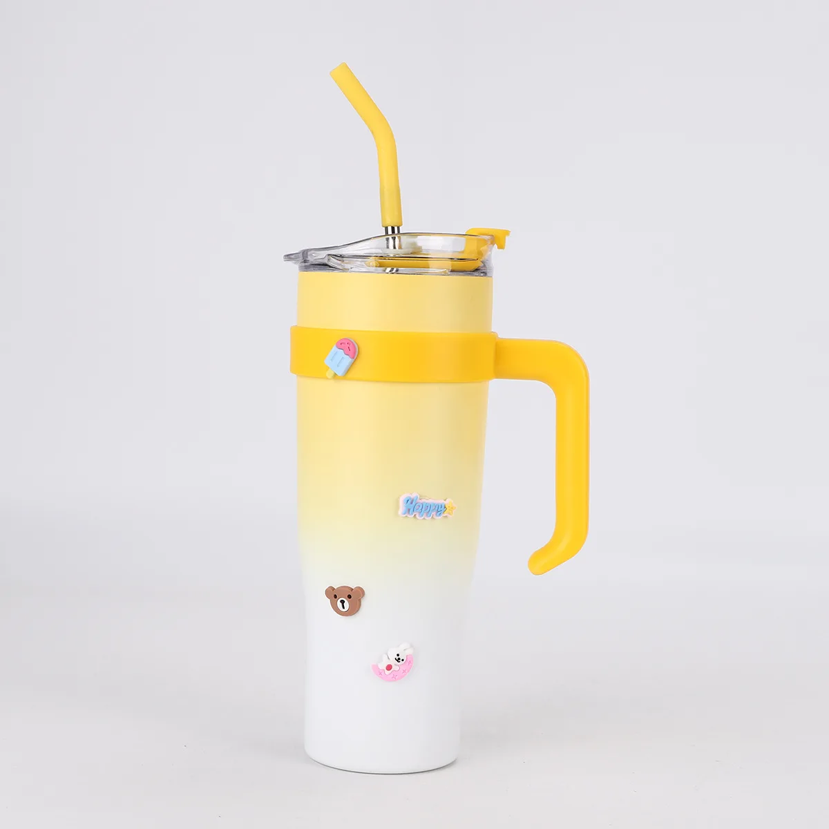 Vacuum insulated stainless steel 40 oz tumbler cup with handle and straw adventure quencher travel custom logo