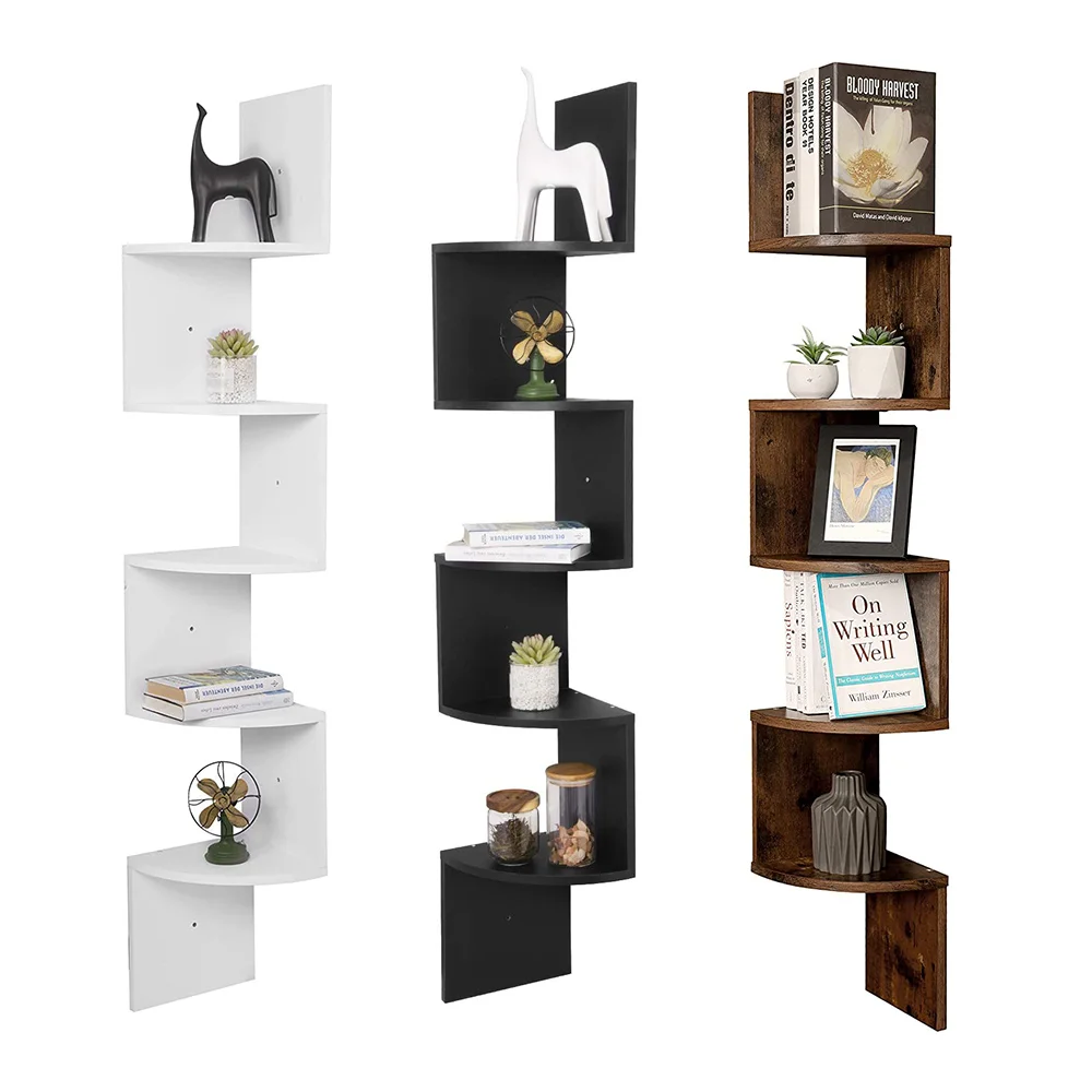 Bulk Selling Home Space Saving Furniture MDF Wood Wooden 5 Layer Corner Wall Shelf For Plant Book Decoration Unit