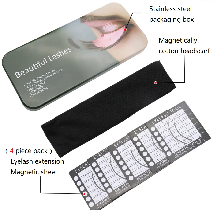 Planting False Eyelashes Forehead Bandana Magnetic Headscarf Belt With 4 Lash Pad Holder Grafting Eyelash Scarf Stand Pad Holder