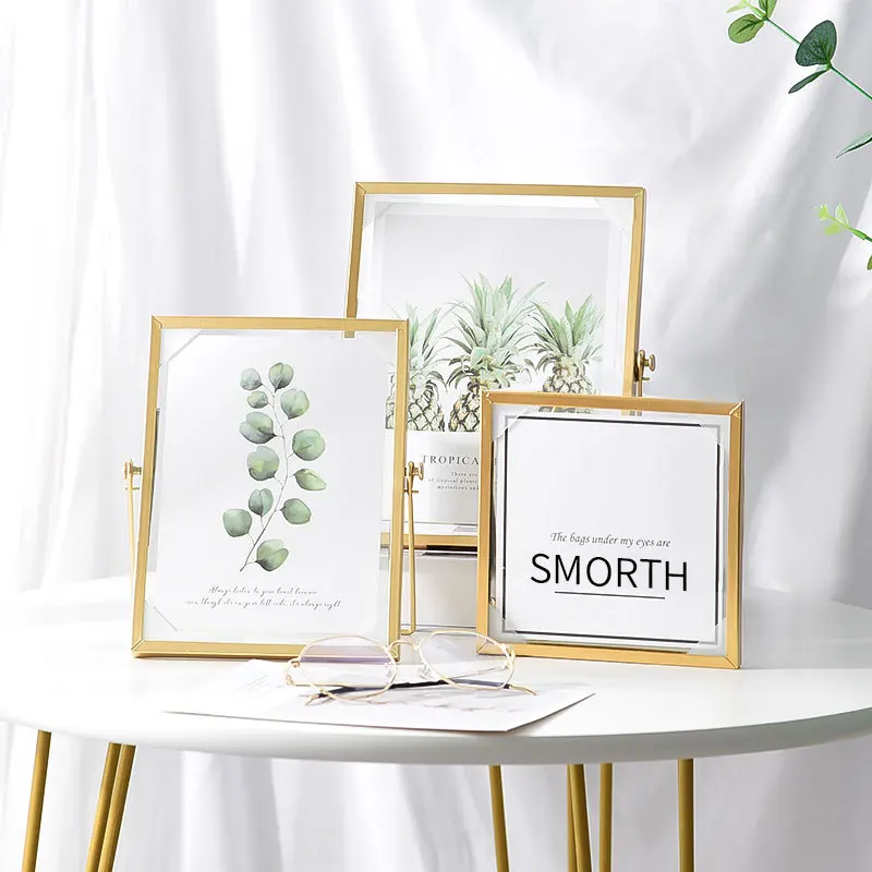 Dongjin Metal Glass Frame Double Sides Photo for Dried Flower Plants Holder
