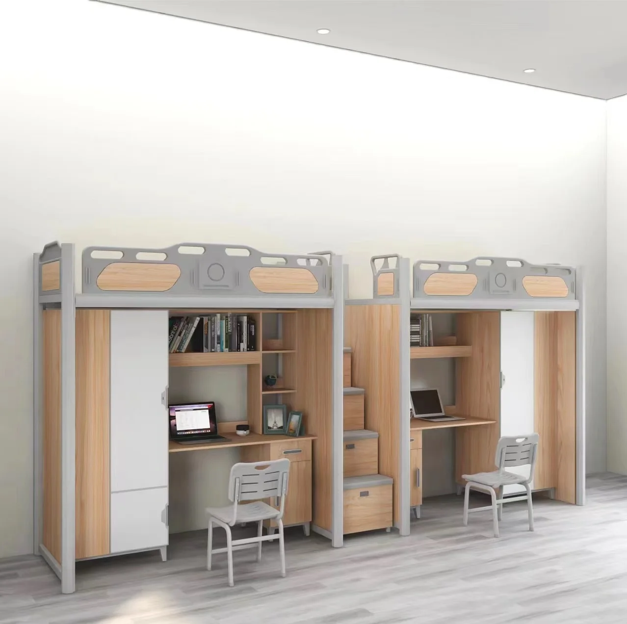 Factory Wholesale Full Over Metal Wood Material Frame Fold Bunk Beds With Lockers