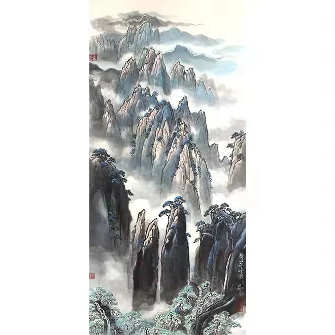 Traditional Chinese style eight horses galloping picture office tea room wall hanging decorative canvas oil landscape painting