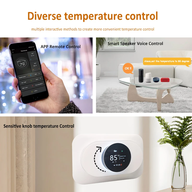 Knob Thermostat Digital Programmable Smart Air Conditioning 24V Tuya Wifi Heat Pump Thermostat