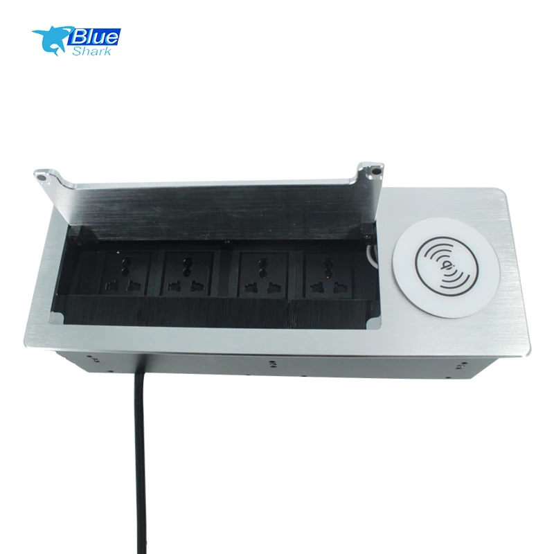 Universal 4 outlets Embedded Desktop Socket Multi-Functional Wireless Charging Burst connectivity Box with Power Socket
