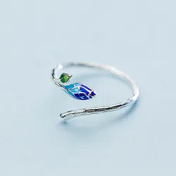 wholesale jewellery 925 sterling silver retro green leaves adjustable daily wear women