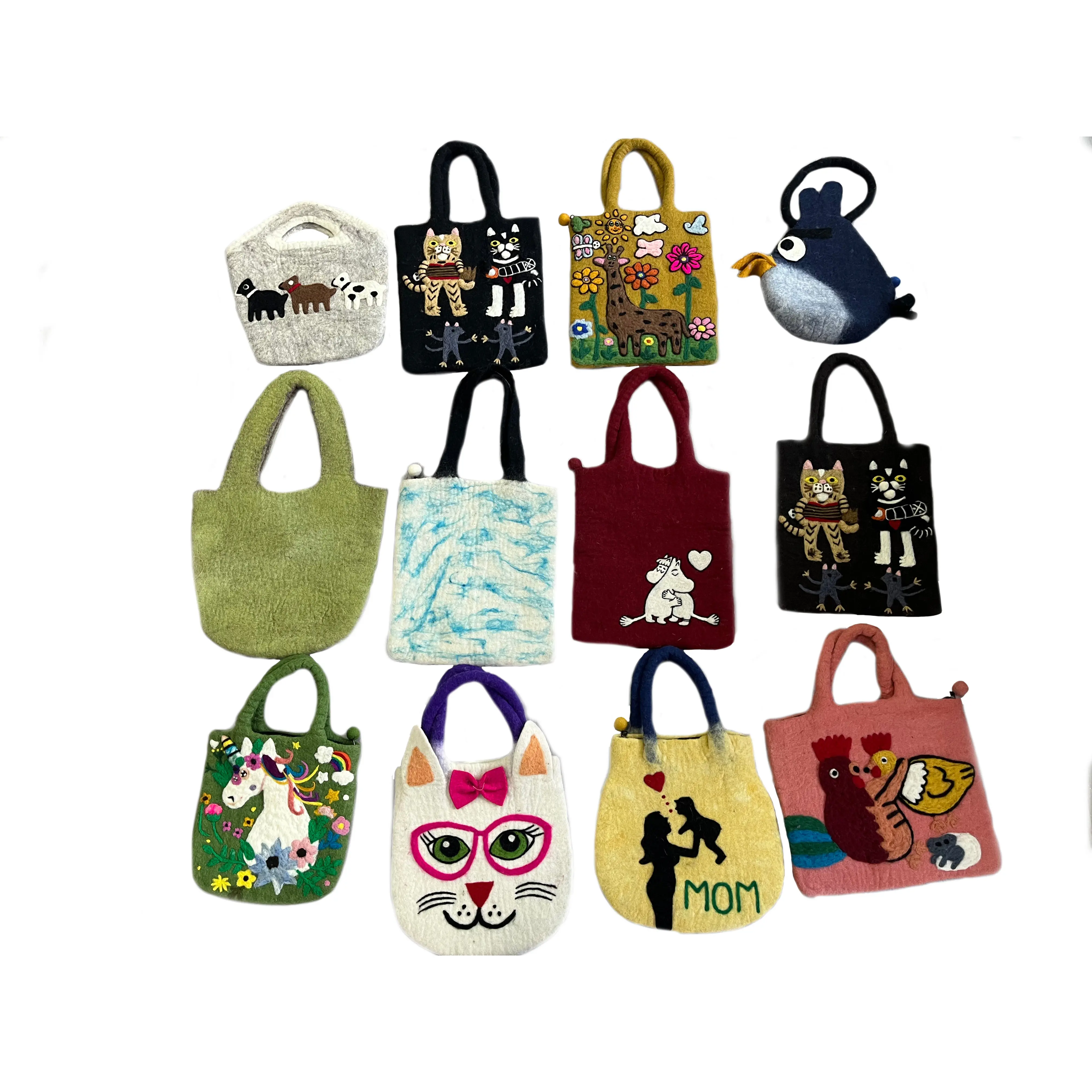 Top Selling Handmade Felt merino wool bags kids bags fancy felt hand tote bags