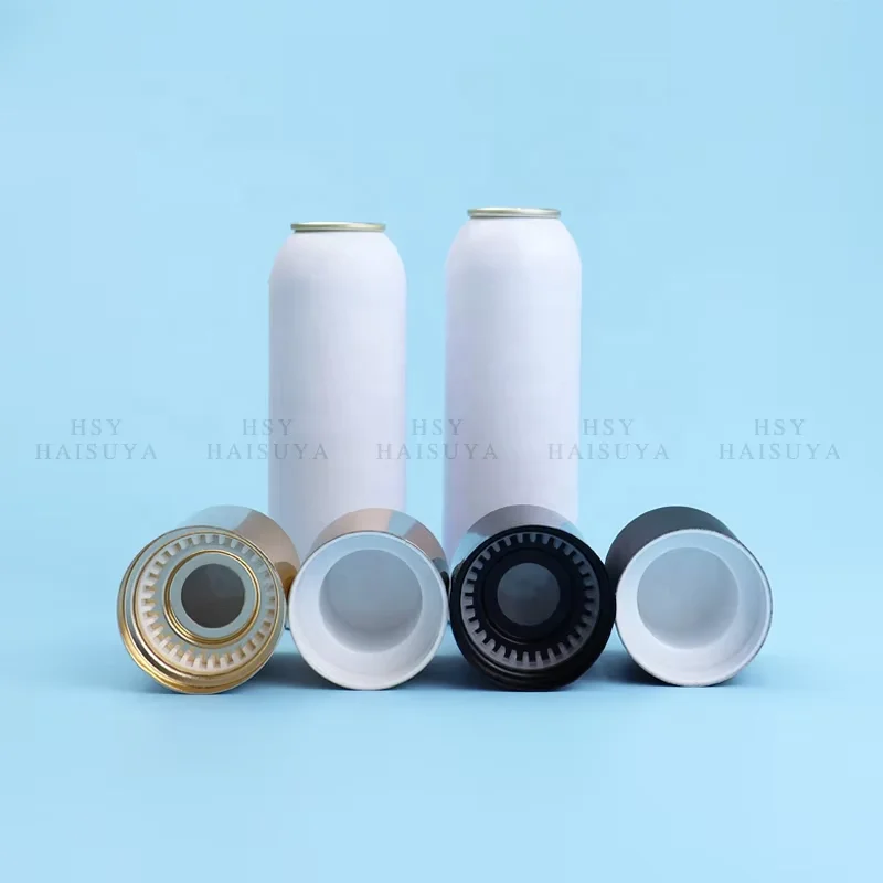 Custom White Aluminium Screw Lid Perfume Cosmetic Fancy Bottles Cap Label Refill 100ml-600ml Aerosol Spray Round Cans With BOV
