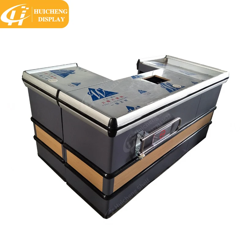 metal supermarket checkout counter Equipment shop cash counter design with forbidden door cashier counter