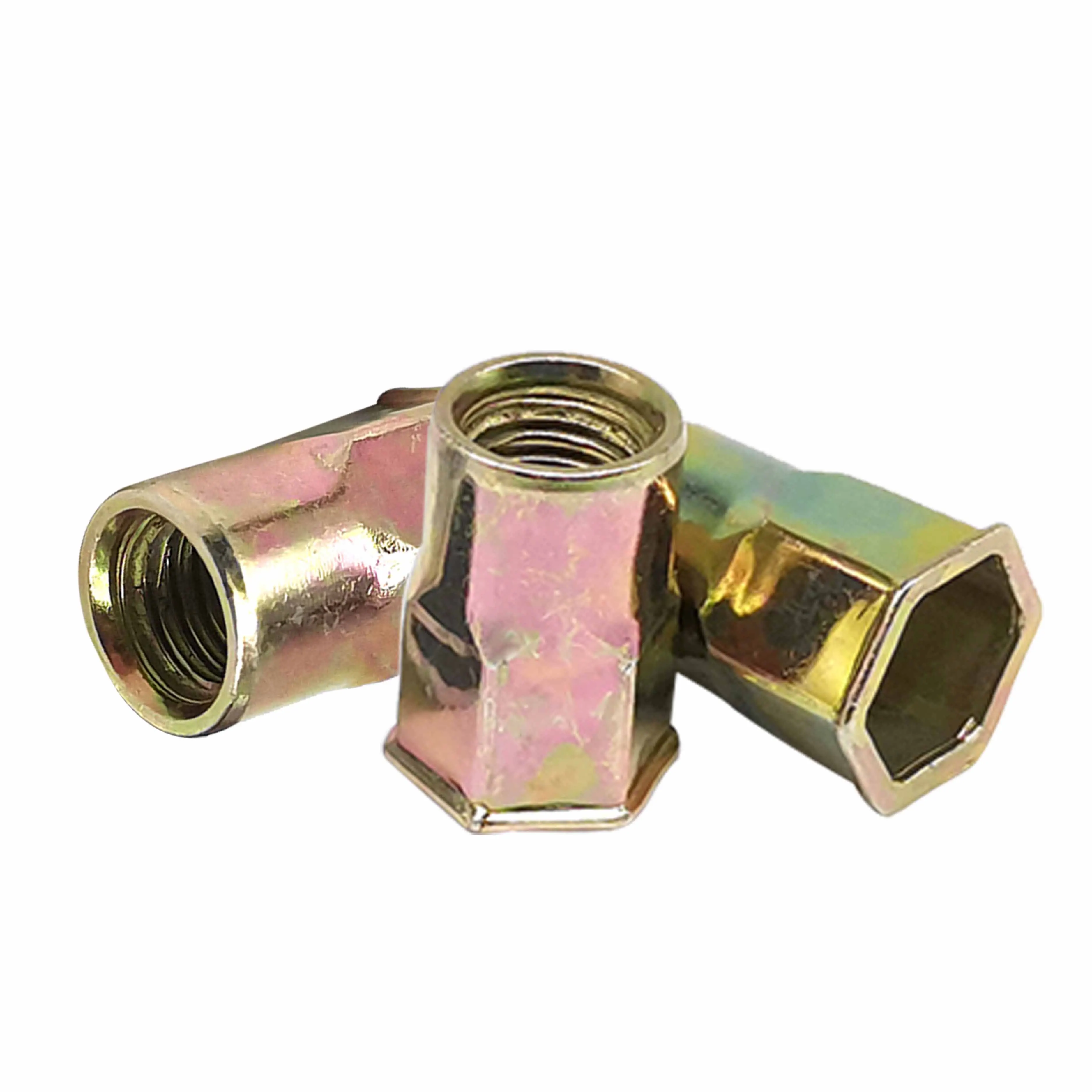 Custom Zinc Plated Hex Socket Flat Countersunk Head Blind Open Knurled Rivet Nut