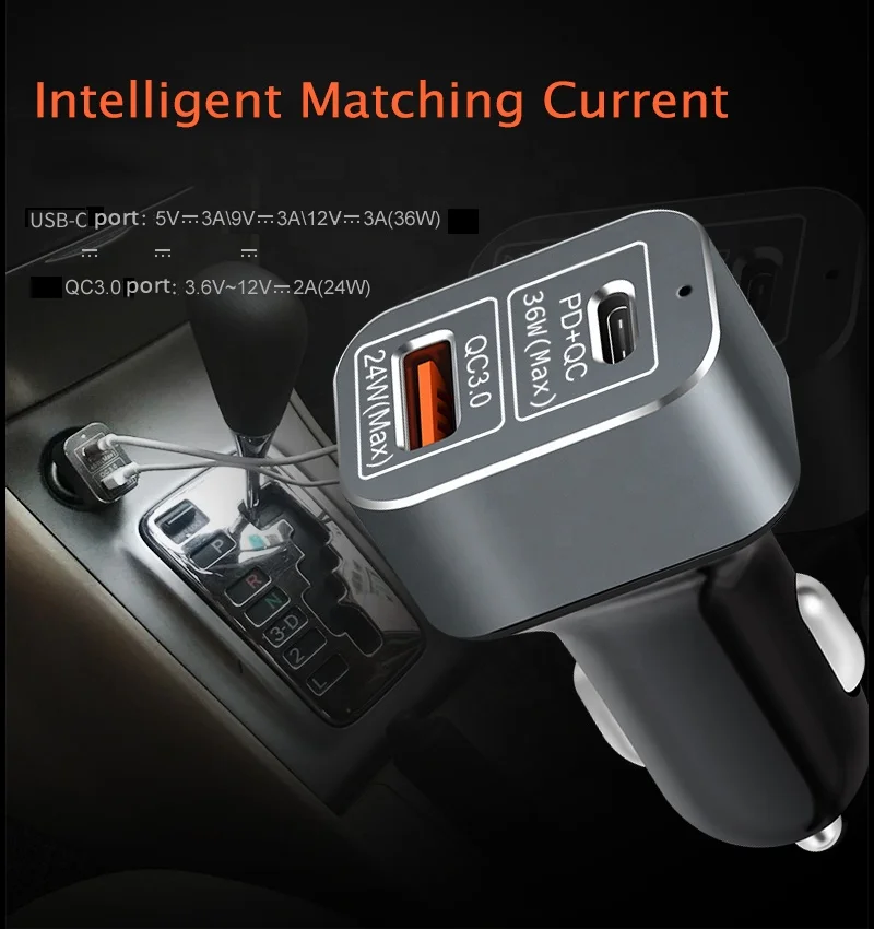WISTAR 60 Вт Высокая мощность Type-C PD 36 Вт USB Автомобильное зарядное устройство с QC3.0 24 Вт мобильное автомобильное зарядное устройство