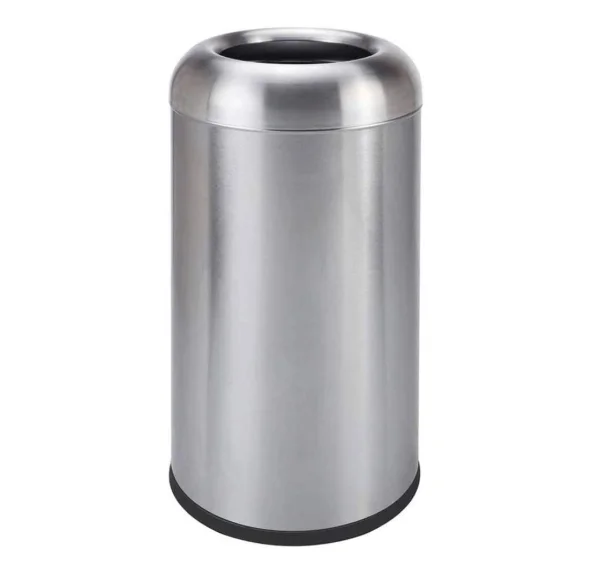
Open Top Trash Can Heavy Gauge Commercial Grade Trash Can Brushed Stainless Steel Finish Large Capacity Rubbish Bin 