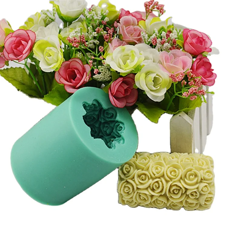 3D формы в виде розы для свечей, силиконовые формы в виде цилиндра в виде розы для изготовления самодельных свечей из пчелиного воска, мини-форма для мыла