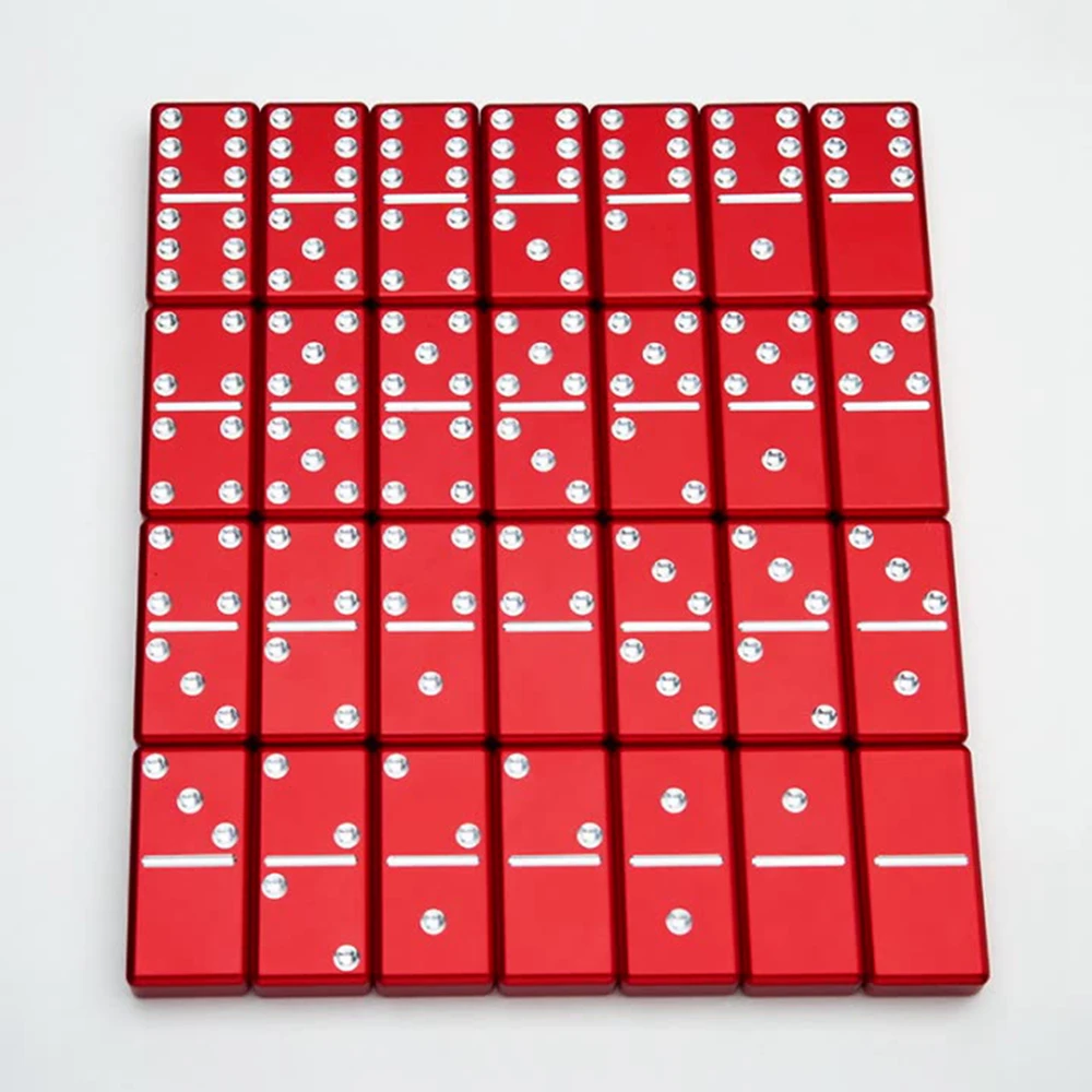 Custom High Precision CNC Machining 28pcs a Set Red Color Aluminum Domino