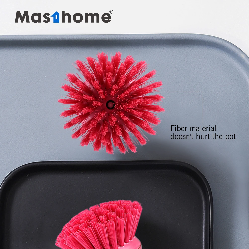 Masthome Factory Price Flamingo Printing Series Dish Brush Kitchen Pot Cleaning Palm Brush with Soap Dispensing