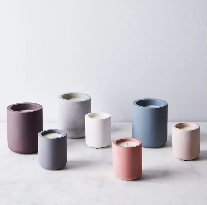 10 унций, оптовая продажа, изготовленный на заказ, матовый бетонный ароматизированный подсвечник с крышкой, цилиндрический подсвечник, цемент