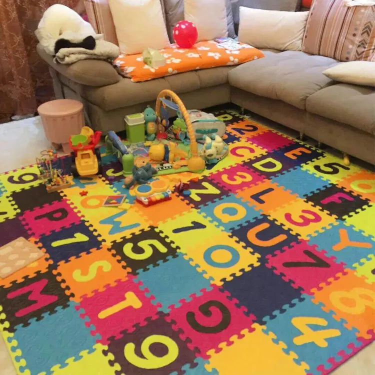 Custom Baby Eva Foam Puzzle Mat Letter Cartoon Foldable Number Baby Puzzle Play Mat Kids Rug Games Toys