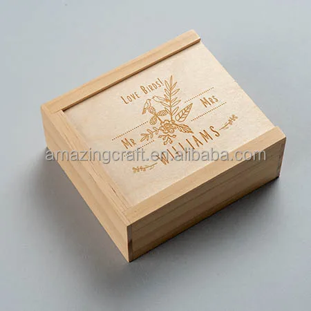Wholesale USB Flash Drive Slide Wood Gift Box Package with Laser Engraved Logo
