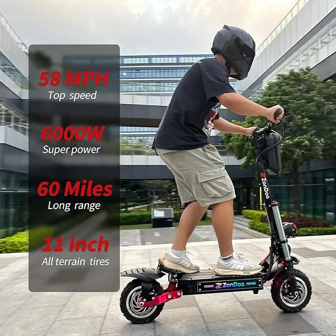 6000w ZonDoo 60 В 11-дюймовые внедорожные шины для внедорожников двухмоторный внедорожник дальноездные электрические скутеры взрослых на складе в США