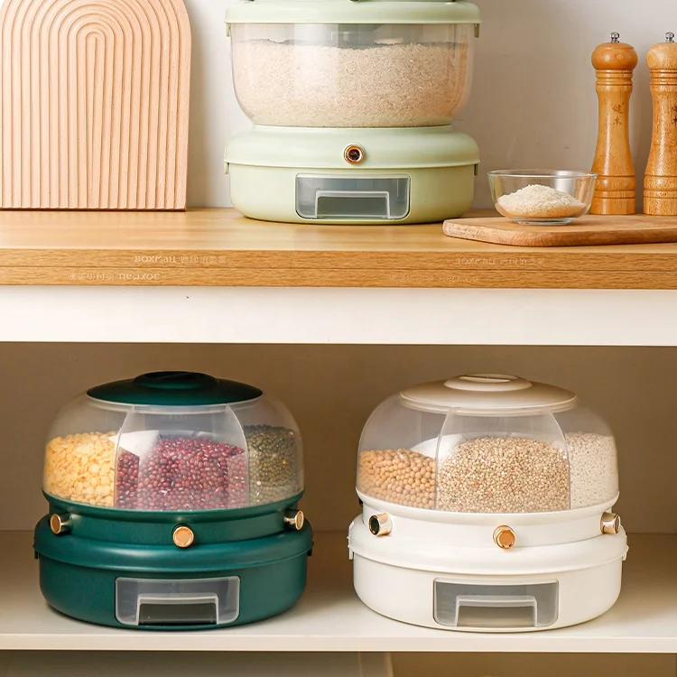 2022 Amazon Kitchen Large Capacity Rotating Grain Storage Container Dry Food Rice Grain Dispenser