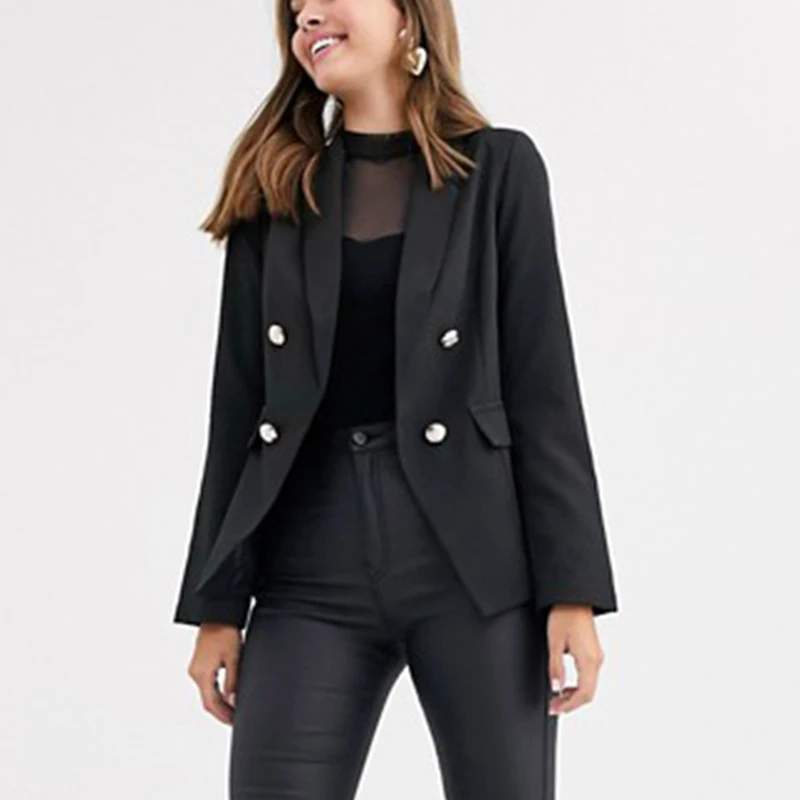 Women DOUBLE BREASTED BUTTON blazer women formal suits office lady