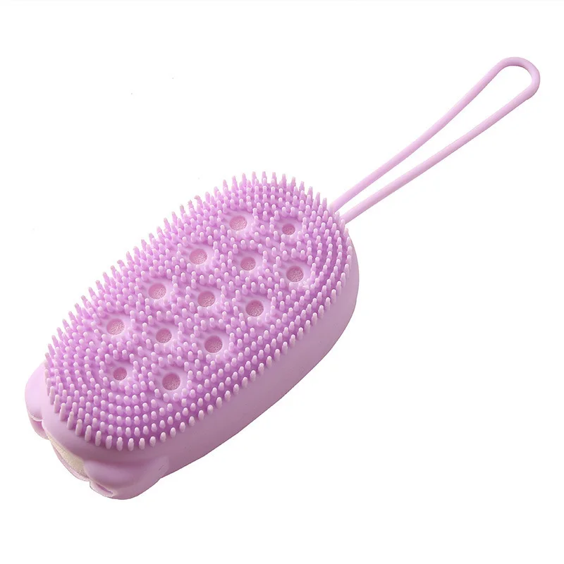 OEM Customized Kids Cleaning Bath Toy Set Silicone Brush Body Soap Dispenser Loofah Scrubber Skin Care Custom Colors Bag