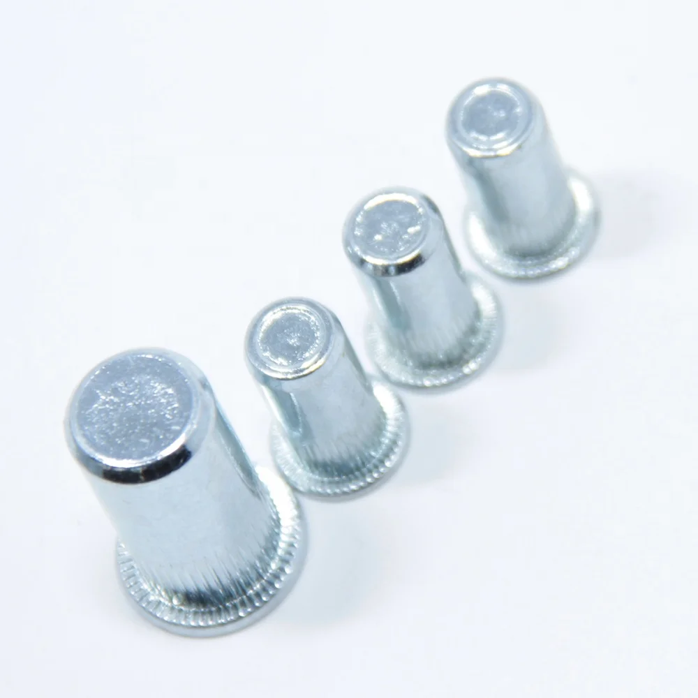 Carbon Steel With Zinc Plating Flat Head Round Knurlead Body Closed End Blind Rivet Nuts