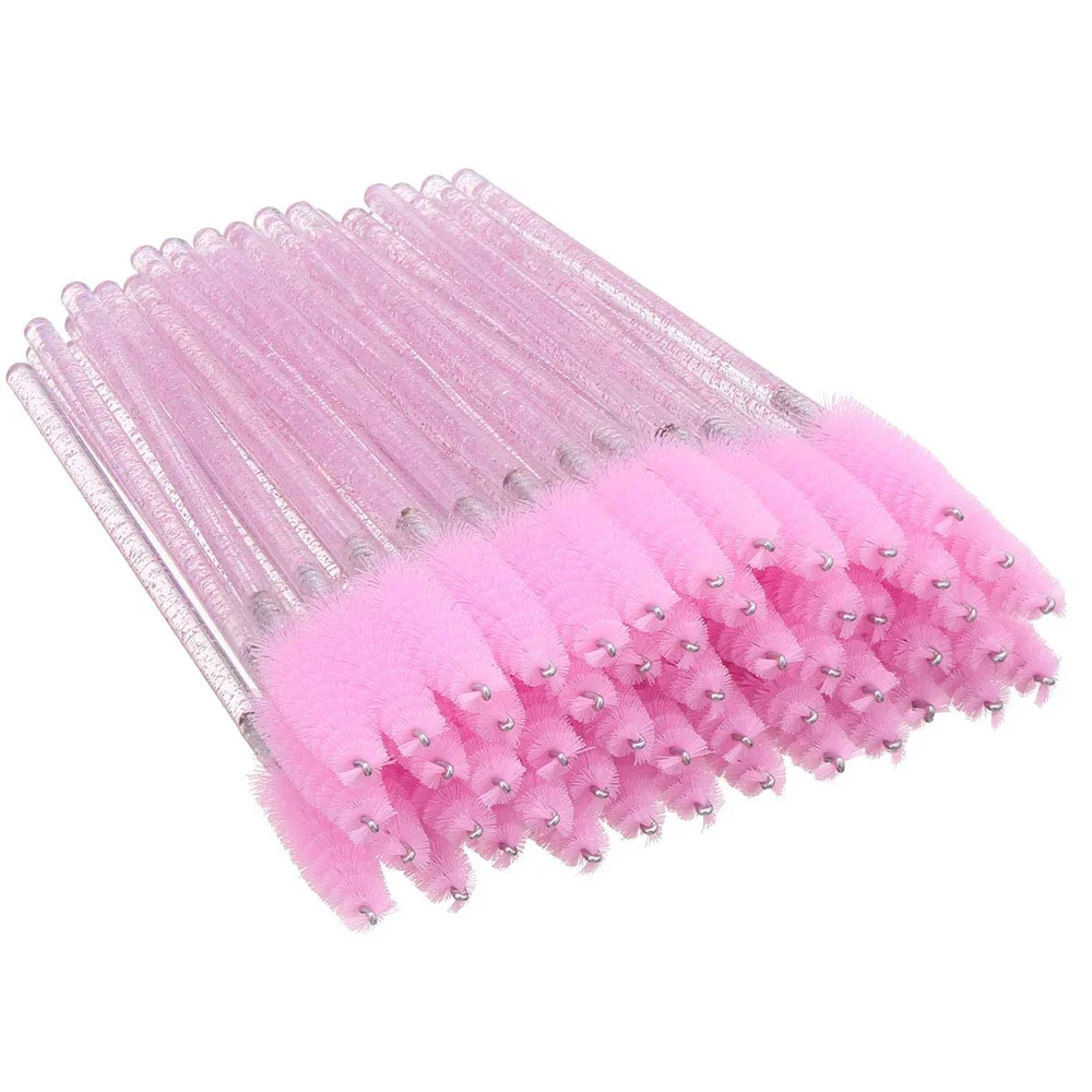 50 Pcs Makeup brushes Disposable Crystal Eyebrow brush Diamond Handle Mascara Wand Applicator Eye Lashes Eyelash Extension Tools