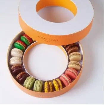macaron packaging box  individual with cold pad for delivery caja macarons con visor