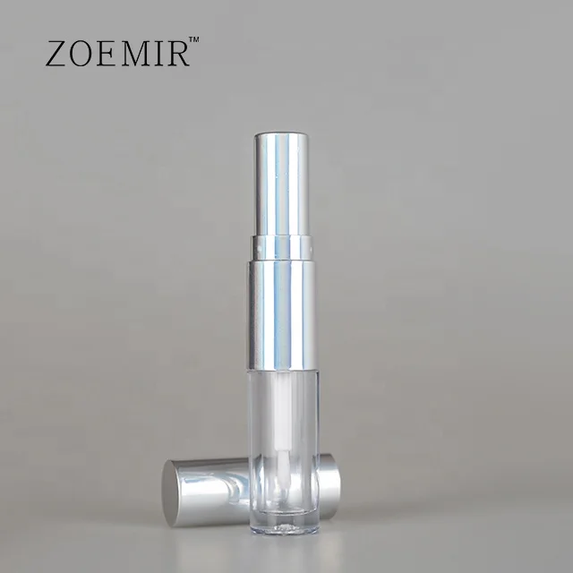 Dual lipstick lip gloss bottle,Holographic dual ended sponge applicator lip gloss,lip liner and lip gloss double sided