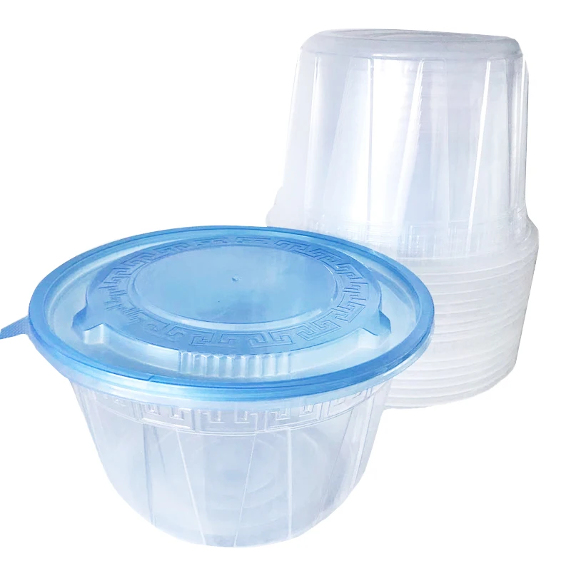 10oz clear and transparent plastic bowls with lids round disposable bowls