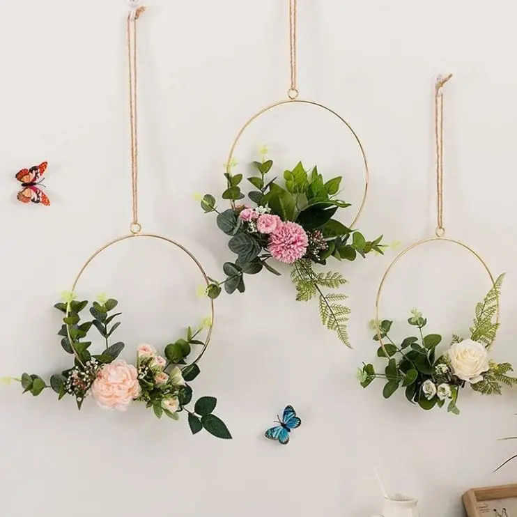 Large Hanging Wall Basket 4 Rattan Storage Round Produce Mounted Folding Organizing Baskets For Rustic Bamboo Wicker