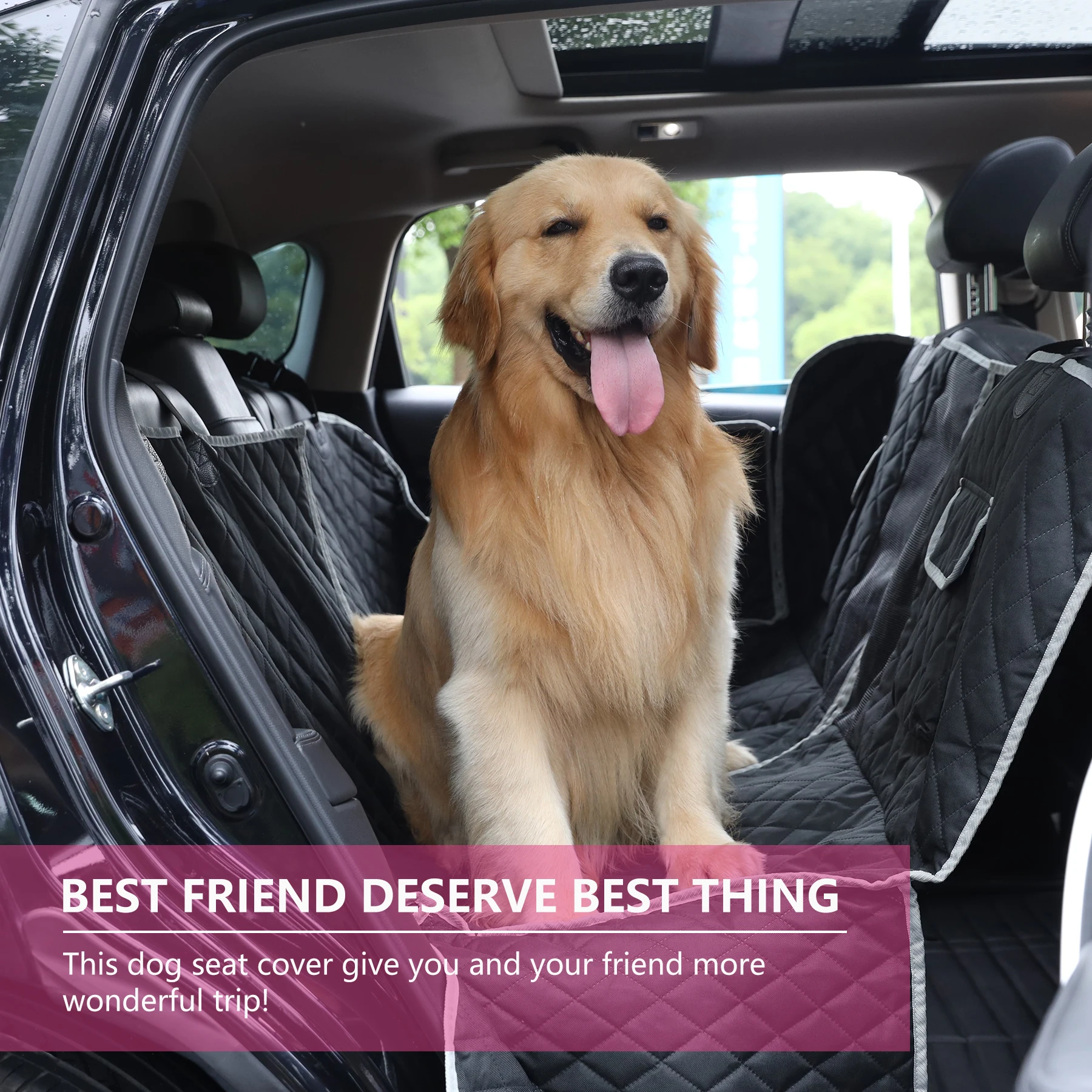 4-in-1 Dog Car Seat Cover Convertible Hammock Scratchproof with Mesh Window Durable 100% Waterproof Nonslip Cover for Back Seat