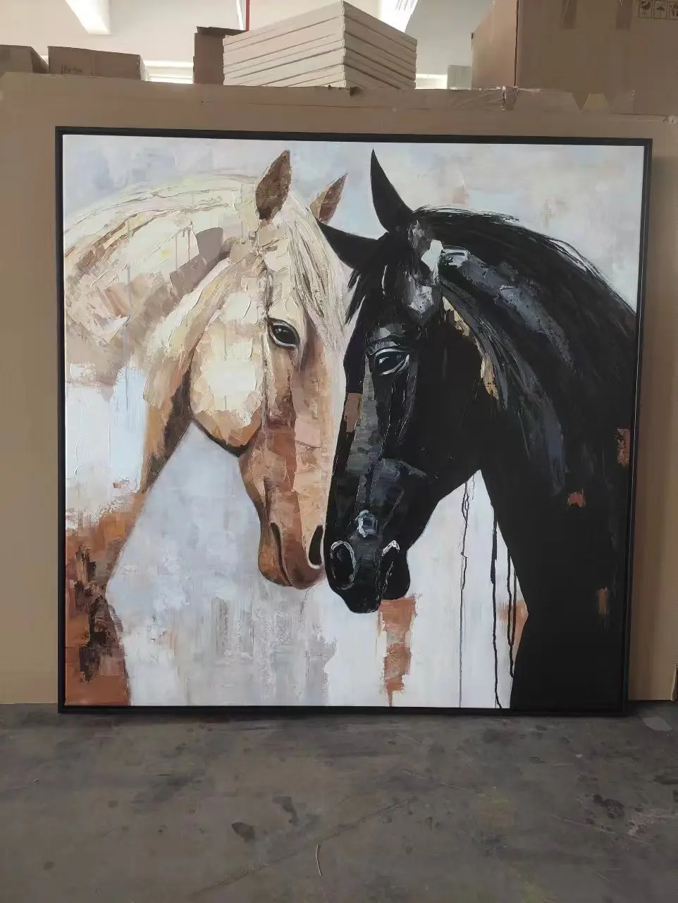 Horses in Love 100% Handmade Textured Abstract Oil Painting Acrylic Painting Wall Decor Living Room Office Wall Art