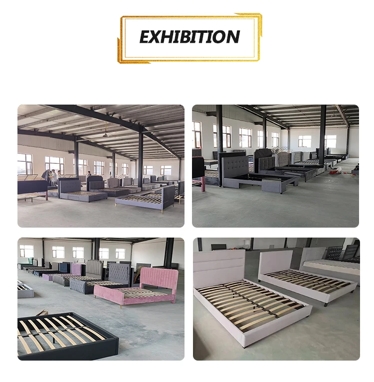 Bedroom furniture cheapest price latest design grey linen fabric bed