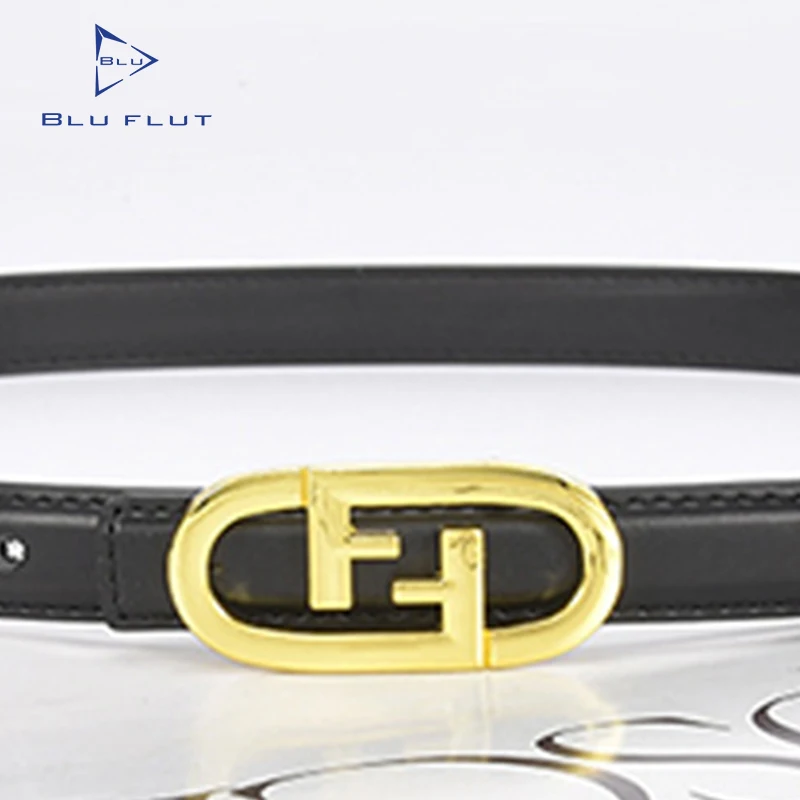 Blu Flut luxury leather belts custom logo alloy buckle belts for lady girls slim belt