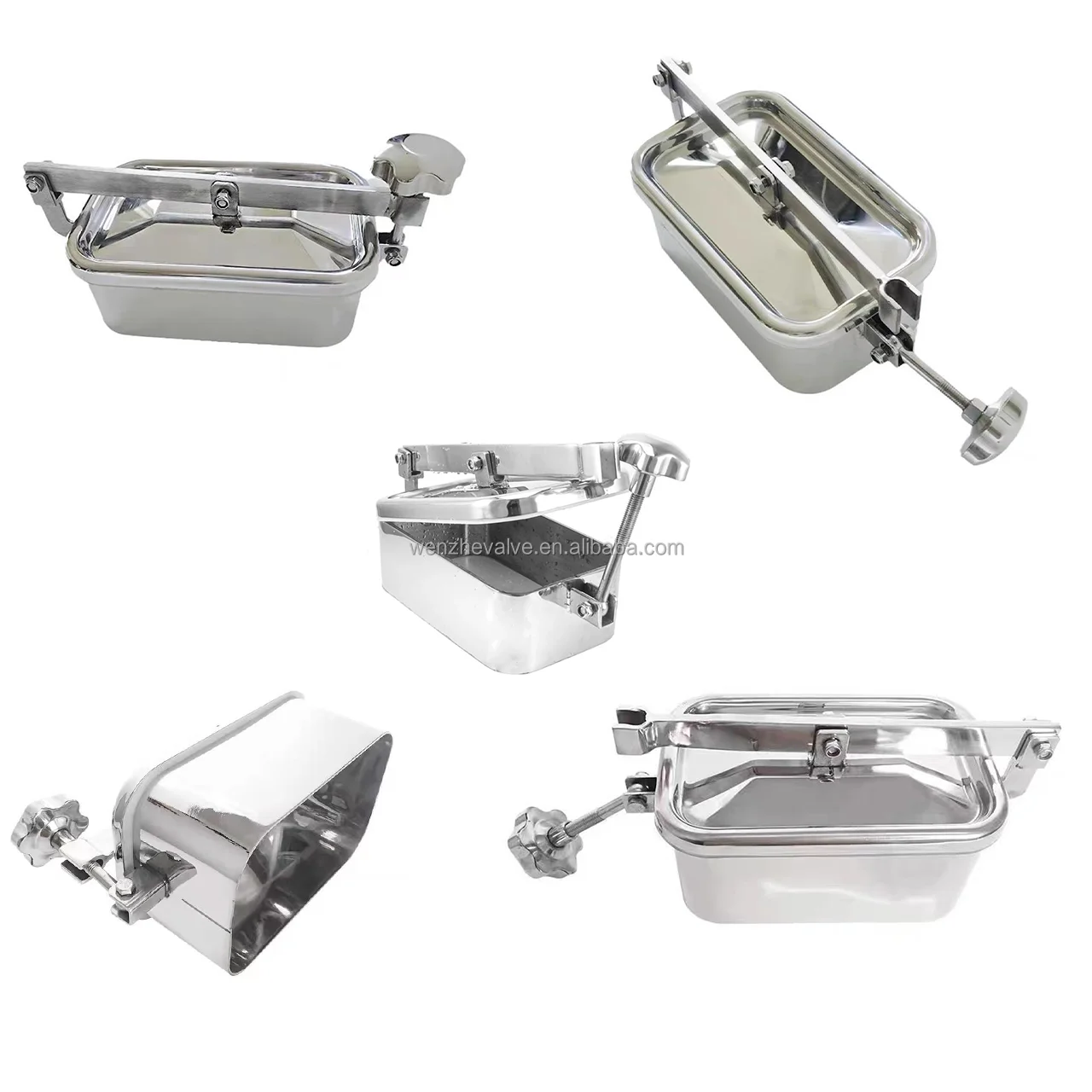 WZ 304/316L Stainless Steel sanitary square quick opening manholes pressure vessel hand holes rectangular manholes
