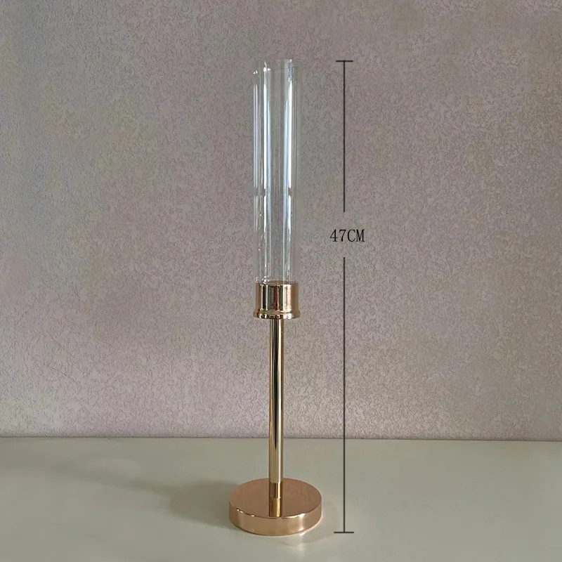 Wholesale Three Piece Set Candle Stand Gold Acrylic Candleholder Wedding Long Bulk Candles Stick