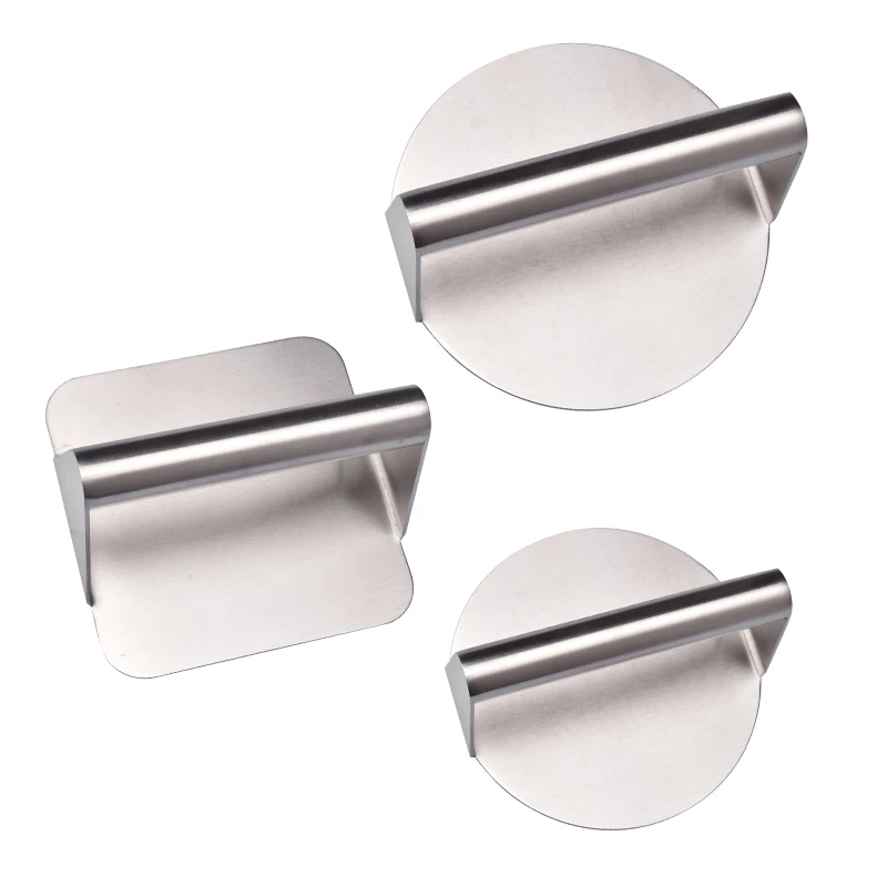Durable Round Heavy Stainless Steel Burger Smasher Hamburger Meat Burger Press Metal Perfect For Flat Top BBQ Grill