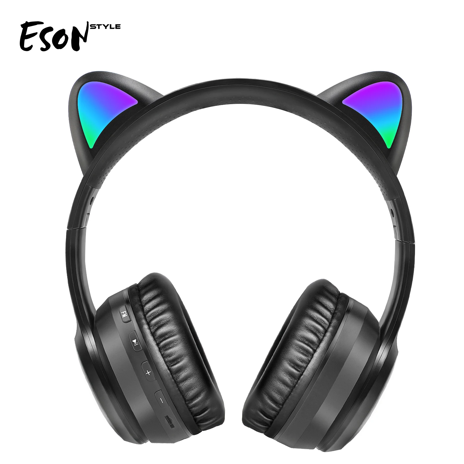 Eson Style Cute Cat Ear Kids Headphones With Microphone Bluetooth Wireless Headphone For Kids