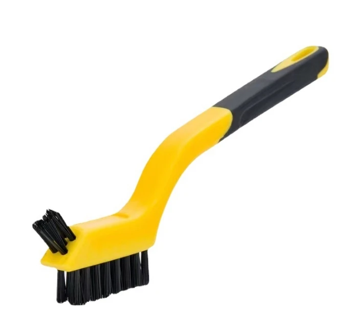 Small Wire Brush Nylon/Brass/Stainless Steel Bristles Scratch Brush Set Curved Handle Grip 3-pack