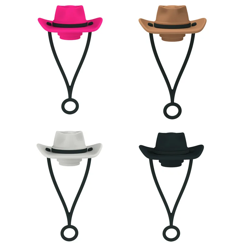 4pcs set Cowboy Hat Straw Cover Cap for Stanley Cup  Silicone Straw Topper Compatible with 30&40 Oz Tumbler with Handle