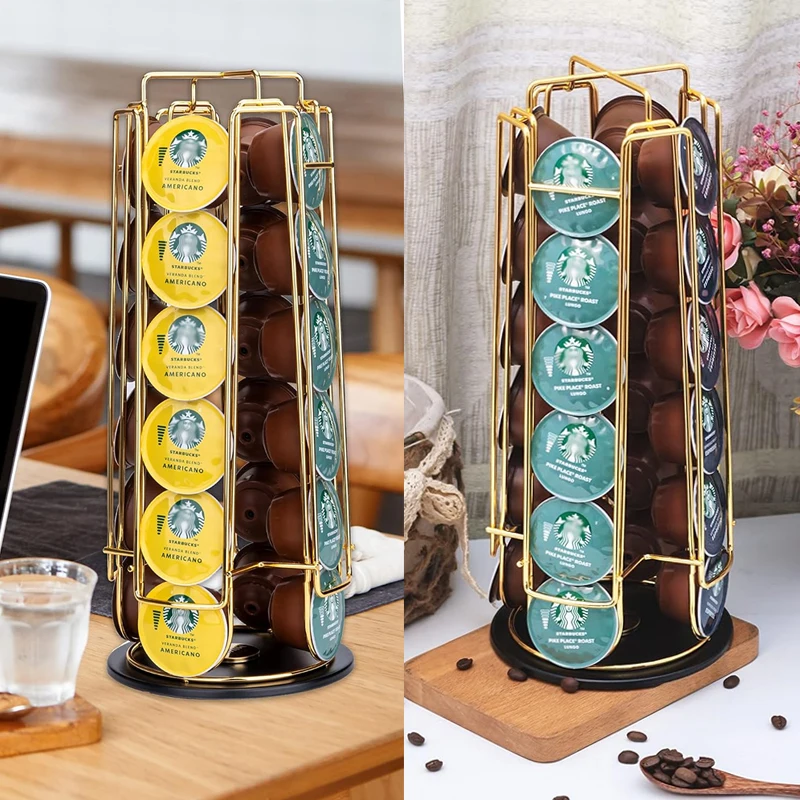 Revolving Rotating Spiral 24 Capsule Coffee Pod Holder Tower compatible Nespresso Dolce Gusto