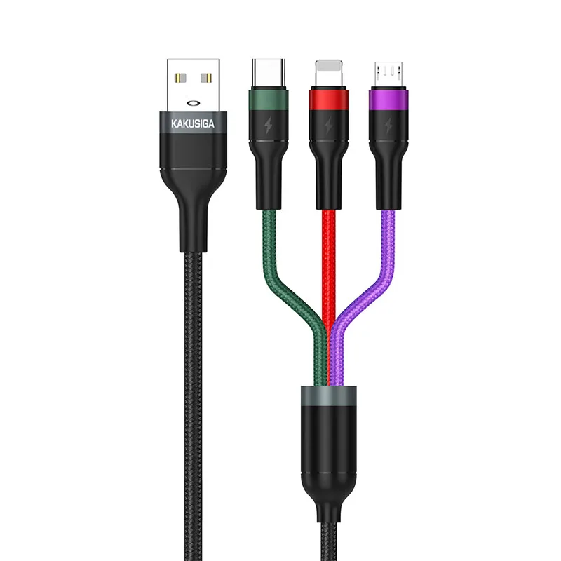KAKUSIGA  3 in 1 High-quality aluminum alloy anti-oxidation  fast charging cable