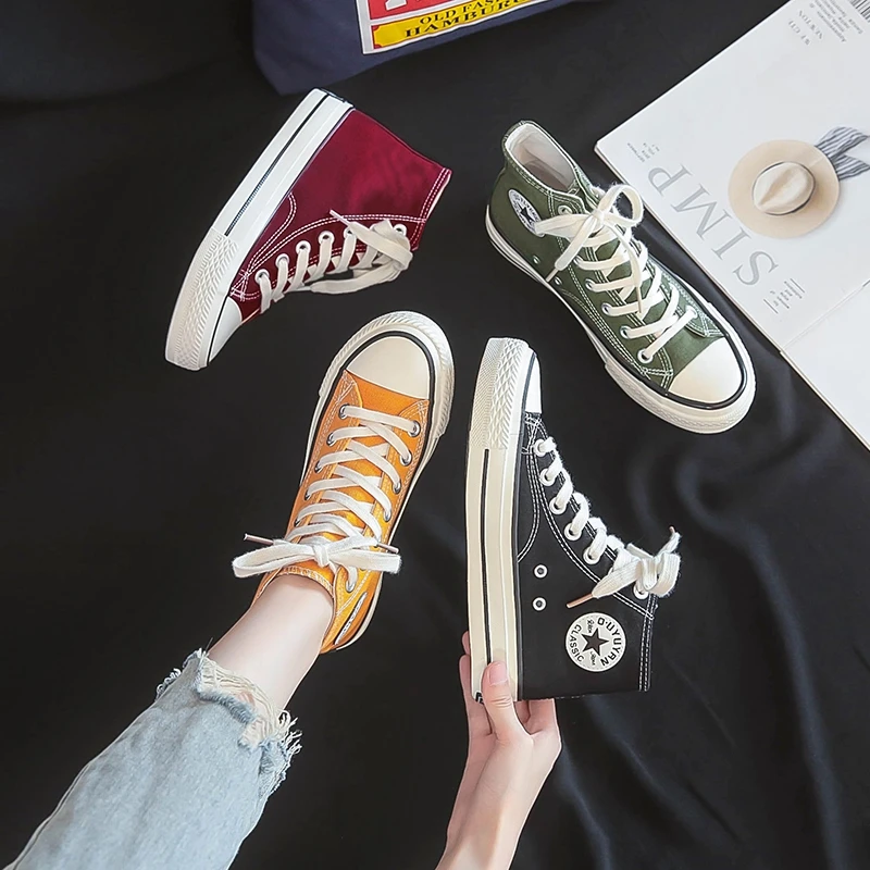 2022 custom logo Summer new couples simple canvas shoes high top summer walking style casual shoes for young men and women