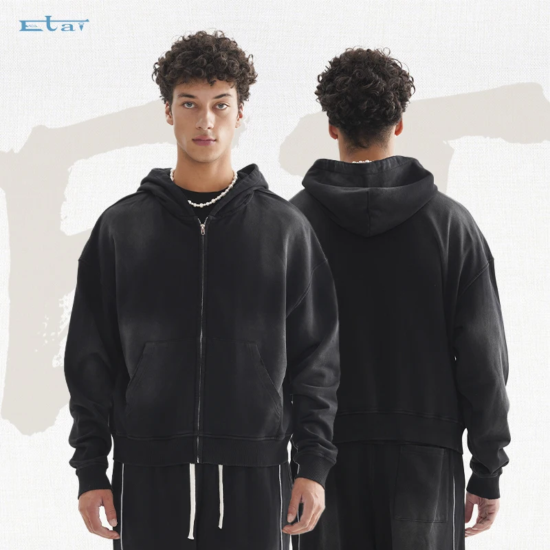 Винтажная толстовка с капюшоном на молнии