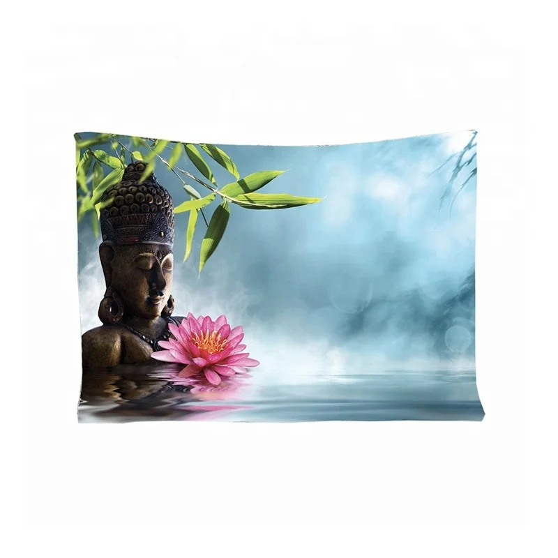 
High Quality Buddha Meditation and Lotus Bedspread Tapestry Wall Hanging 