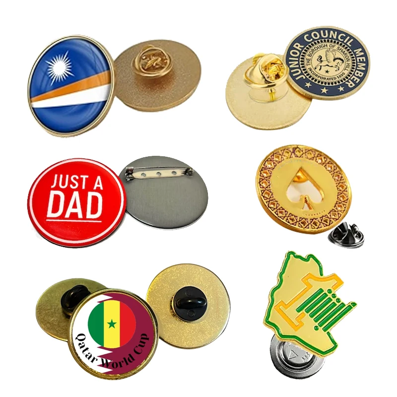 Manufacturer Custom Design Round Square Rectangle Logo Gold Metal Button Blank Sublimation Lapel Pins Badge