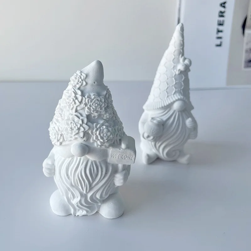 New Design Silicone 3d Dwarf Doll Molds Bearded Gnomes Candle Mould Christmas Santa Gnome Ornament Resin Mold